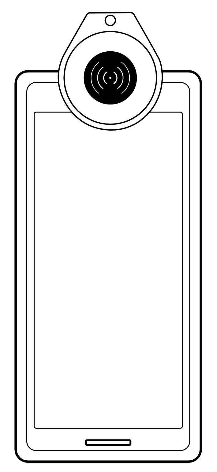 iPhoneの上端にかざしたTapTag